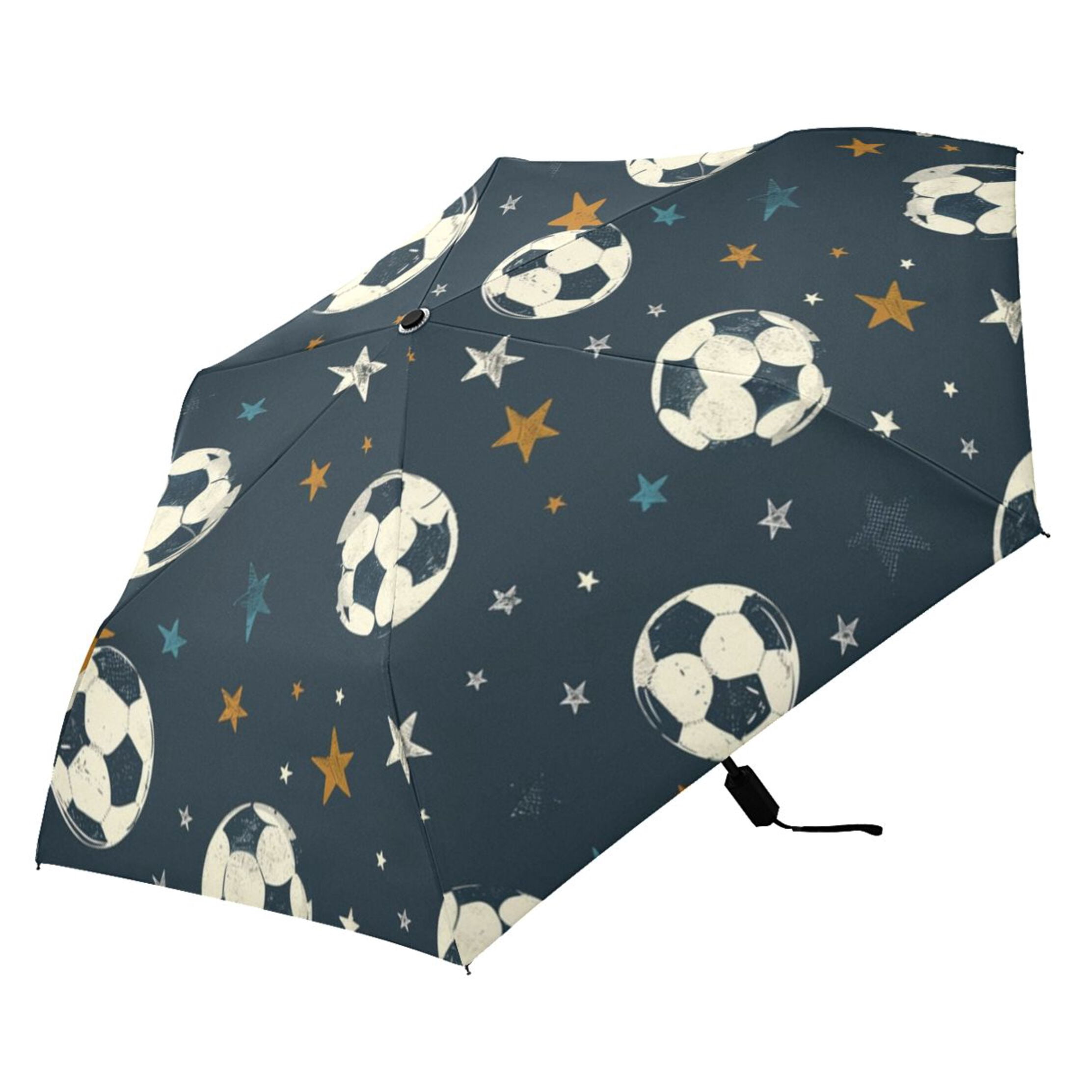 ALAZA Football and Stars UPF 50+ Compact Folding Umbrella for Rain Travel Umbrella Packable