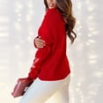 thumbnail image 5 of Suéter navideño rojo para mujer, estampado de copos de nieve, informal, suelto, de punto, de manga larga, con cuello alto, para Navidad y Año Nuevo, 5 of 5