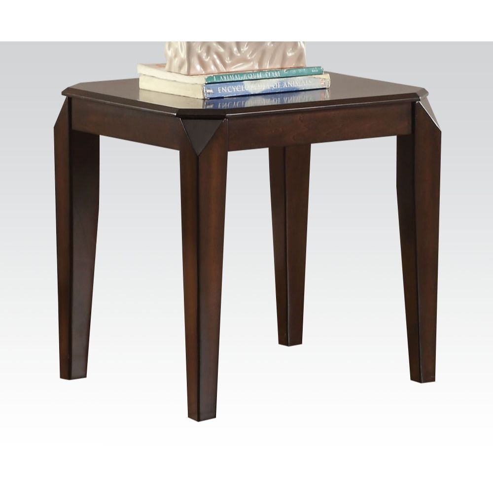Transitional Walnut Wood Square End Table with Tapered Legs