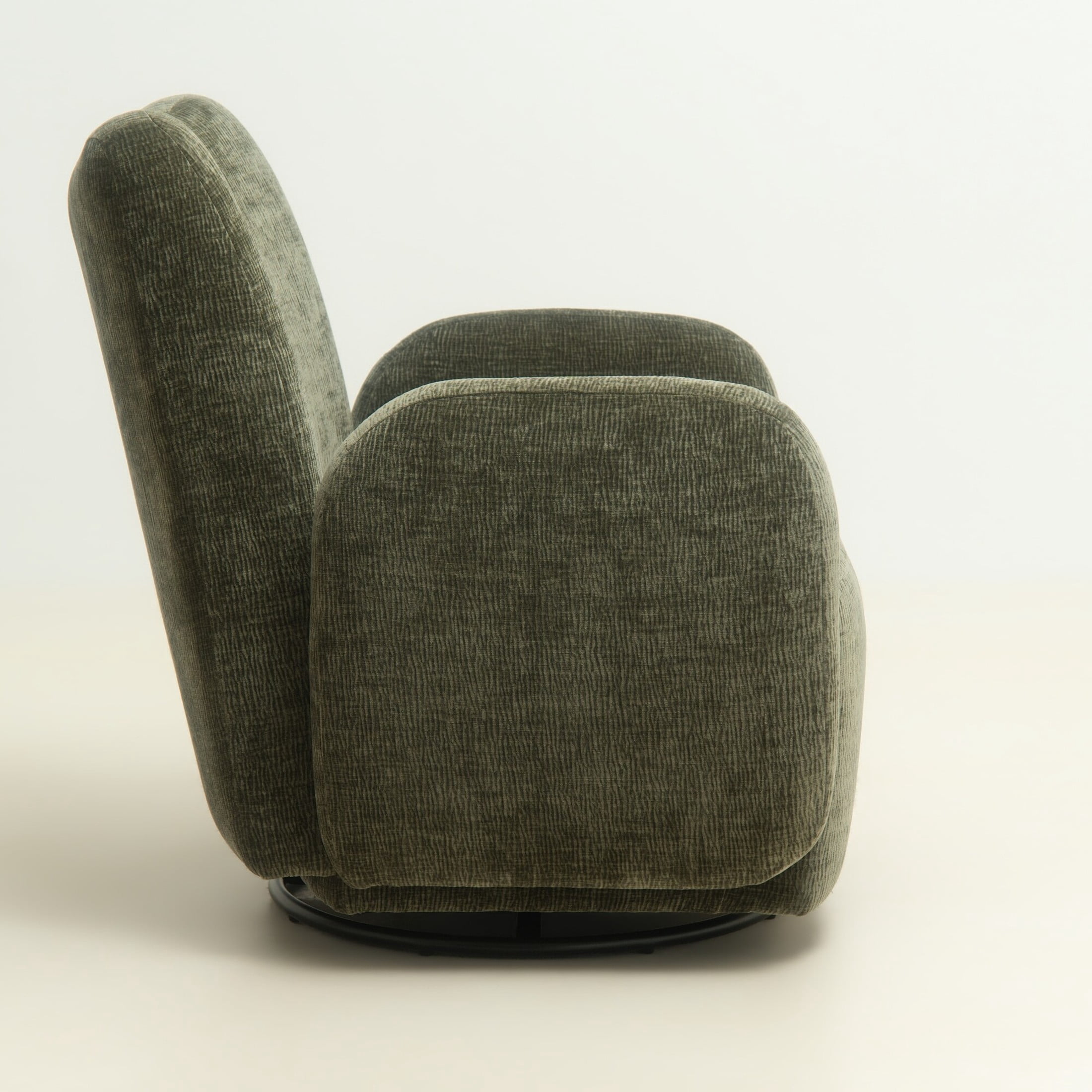 Noble House Gabryle 360° Swivel Accent Chair, Luxurious Chenille Upholstered Barrel Chair, Living Room, Olive Green