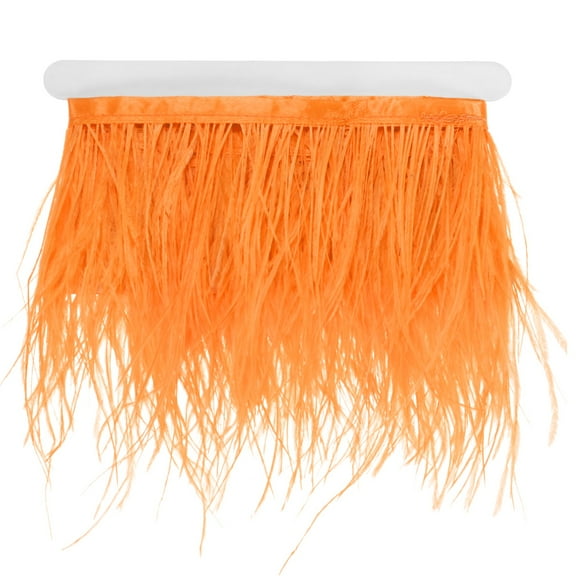Uxcell Ostrich Feather Trim Fringe, 2 Yards 4-6" Natural Fluffy Feather Trim for Crafting [Orange]