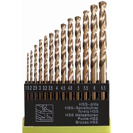 Hymnorq 13PC 1.5-6.5mm Metric Cobalt Steel Twist Drill Bits Set for Metal