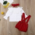 thumbnail image 3 of Douhoow Newborn Baby Girls Princess Clothes Set Long Sleeve Lace Tops Suspender Shorts, 3 of 8