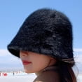 thumbnail image 2 of Sombrero de pescador de moda, térmico, informal, suave, para otoño, para acampar, senderismo, para mujer. Negro, 2 of 9