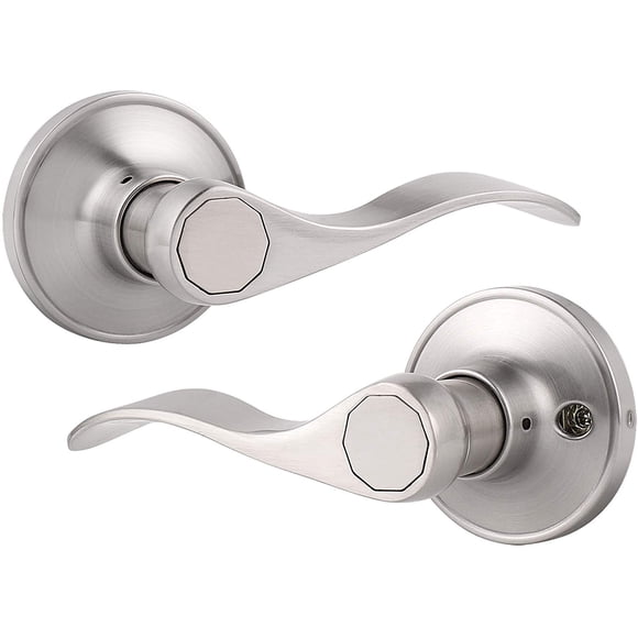 EcoNesxp Wave Style European Handle Door Lock Hallway and Wardrobe Handle Lock 1 Pack Nickel