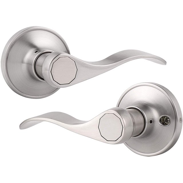 EcoNesxp Wave Style European Handle Door Lock Hallway and Wardrobe Handle Lock 1 Pack Nickel