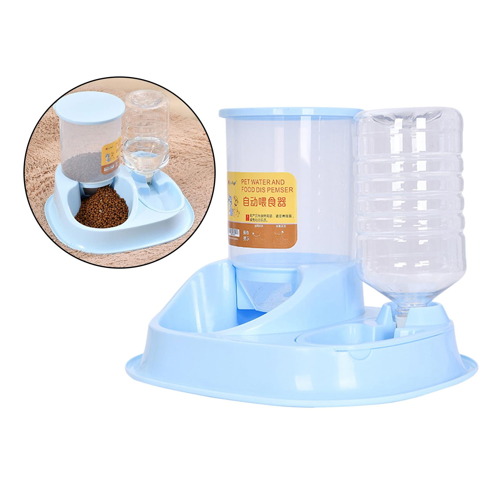 Bvdfgk Automatic Food Water Pet Feeder Plastic Dog Food Bowl Water Dispenser Waterer For Dog Cat Dog Drinker Feeding Travel Supply Blue