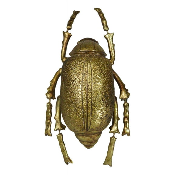 Modern Chic Gold Leaf Carpet Beetle Resin Wall Sculpture Or Table Decor