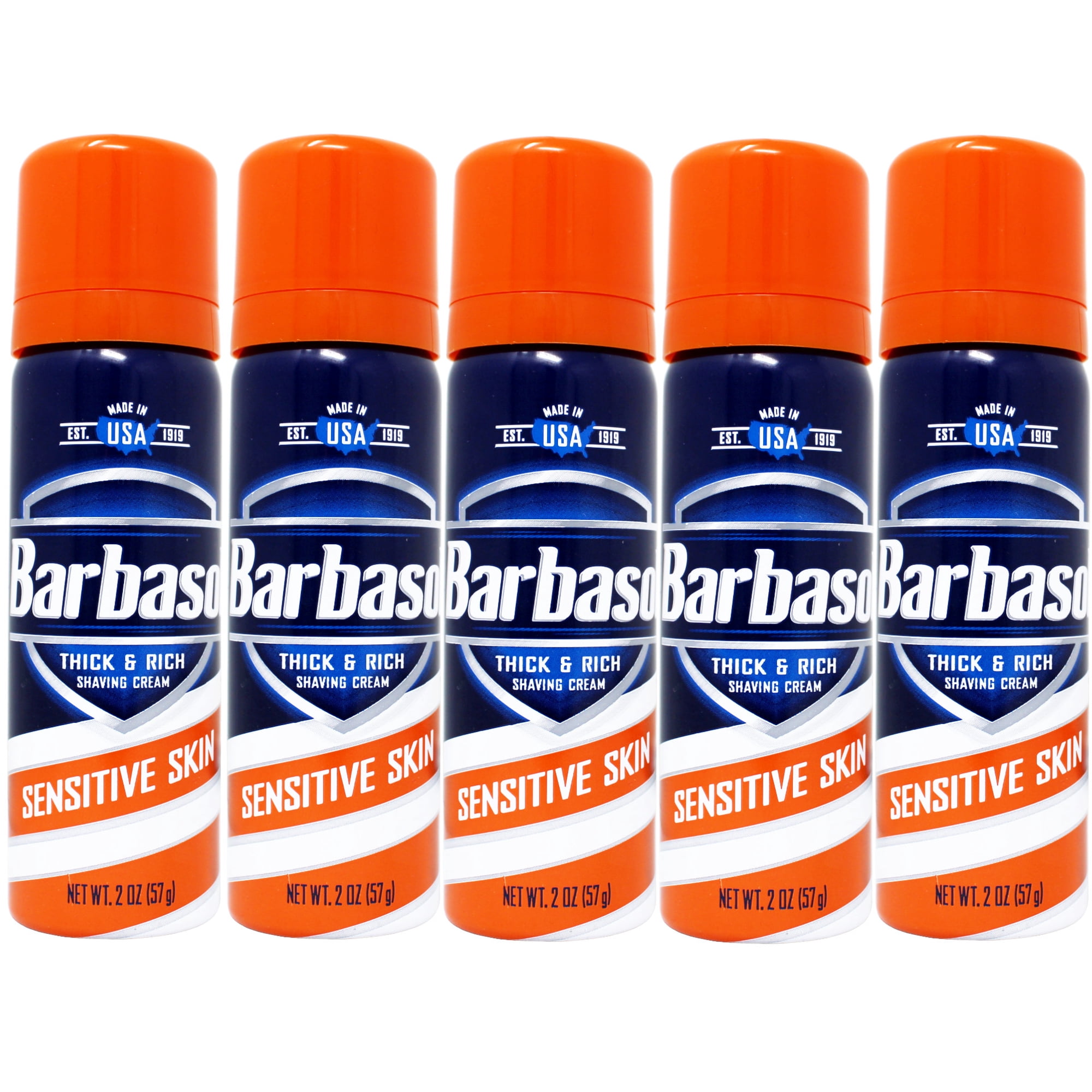 5 Pack Barbasol Sensitive Skin Thick & Rich Shaving Cream 2 Oz Each
