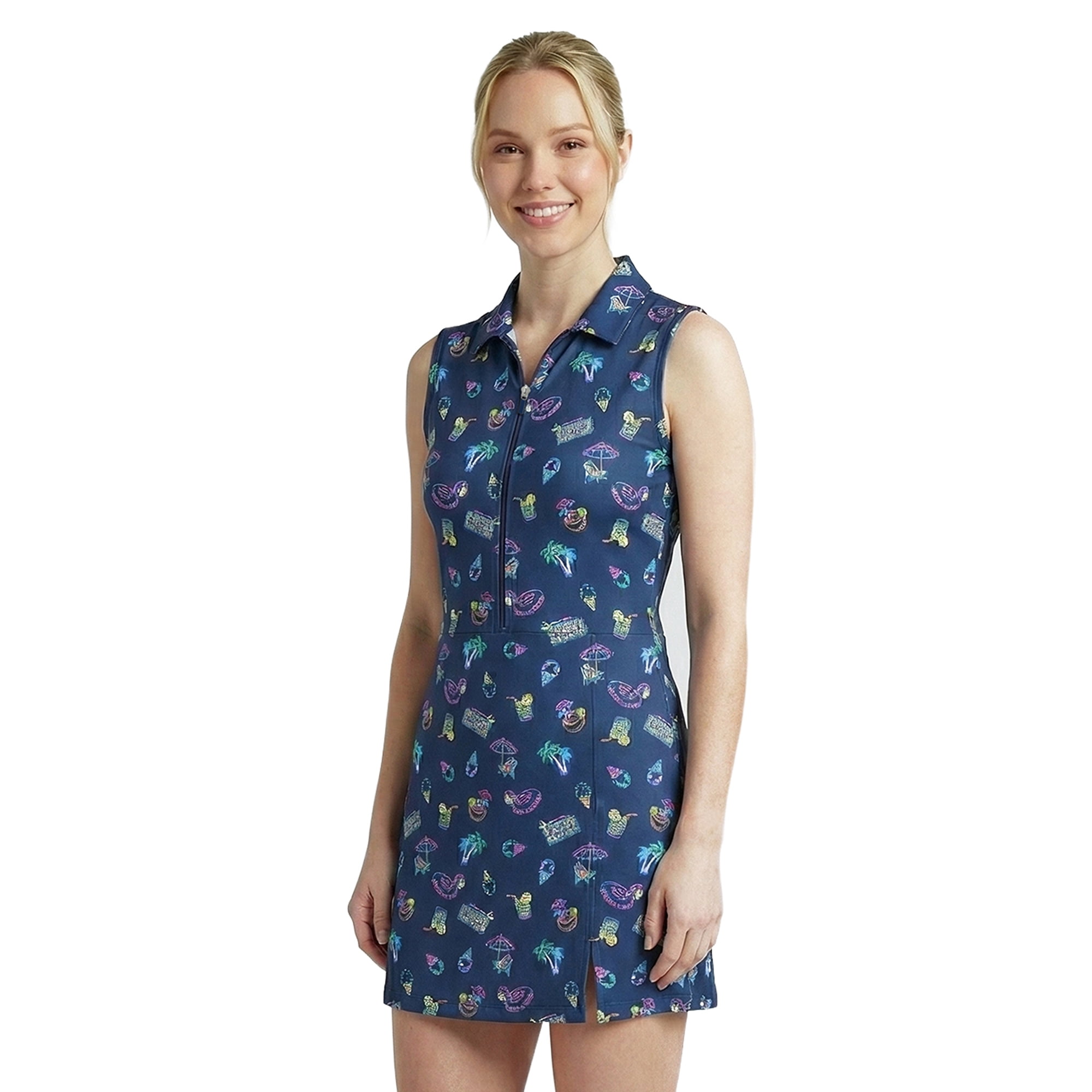 Birdie Bound Women's Ida Sleeveless Active Polo Dress with UPF30+, Sizes XS-2XL