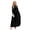 Black, variant on Women's Tie Front Round Neck Long Sleeve Maxi Dress in 100% Polyester Fabric with Slight Stretch and Sheer Detail