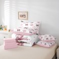 thumbnail image 6 of jejeloiu Cheetah Pattern Bow 7 Pieces Bedding Comforter Set,Cute Ribbon Bow Tie Full Bedding Set For Girl Teens Reversible, 6 of 8