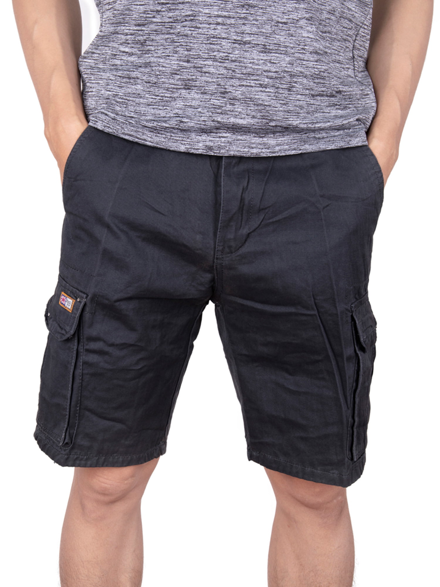 DIOMOR Fashion Plaid Multi Pockets Cargo Shorts for Men 9 Inseam Outdoor Knee Length Pants Khaki Camo Comfy Trunks 