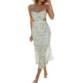 thumbnail image 1 of Txlixc Mujer Sexy Ahueca Hacia Fuera Maxi Vestido Spaghetti Straps Lace Up Bodycon Elegante Noche Fiesta Club Wear Midi Vestido Txlixc Casual, 1 of 8
