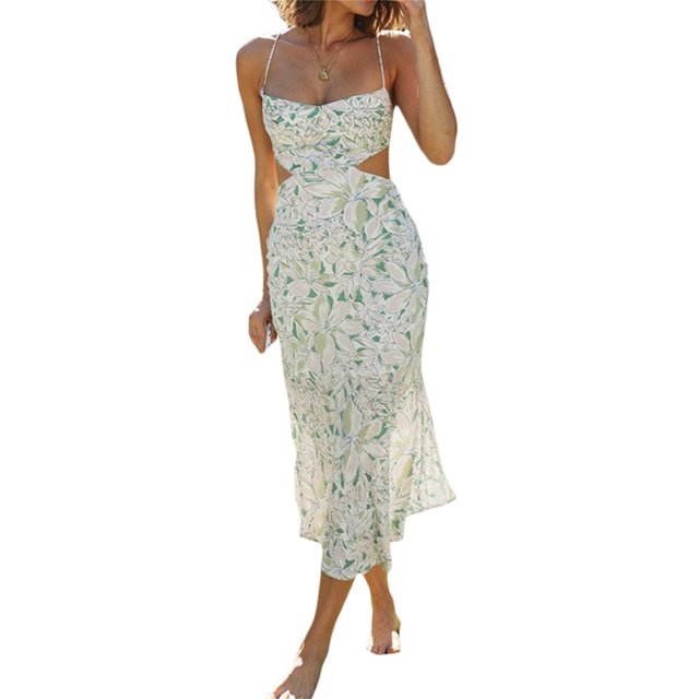 Txlixc Mujer Sexy Ahueca Hacia Fuera Maxi Vestido Spaghetti Straps Lace Up Bodycon Elegante Noche Fiesta Club Wear Midi Vestido Txlixc Casual