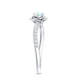 thumbnail image 3 of 1/2 CT Ethiopian Opal and Diamond Flower Engagement Ring, Round Shape Ethiopian Opal Solitaire Engagement Ring, October Birthstone Ring, 18K White Gold, US 13.00, 3 of 9
