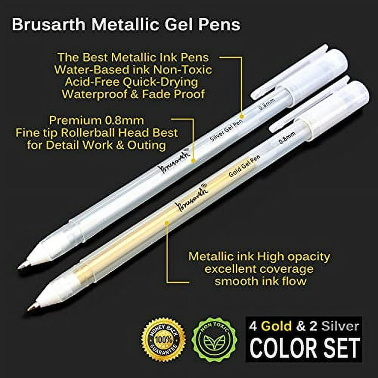 Brusarth White Gel Pen Set - 0.8 mm Extra Fine Point Pens Gel Ink Pens for Black Paper Drawing, Sketching, Illustration, Card Making, Bullet