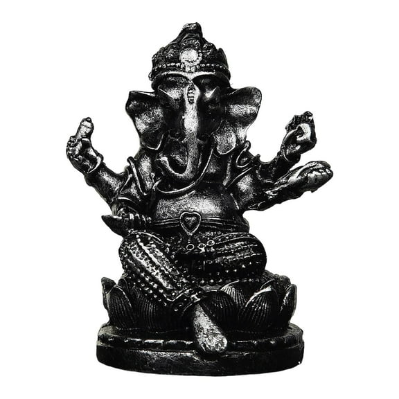 CoudarTitie Lord Ganesha Statue Resin Buddha Sculpture for Living Room Gifts Centerpiece Black 4.7x4.2x6cm