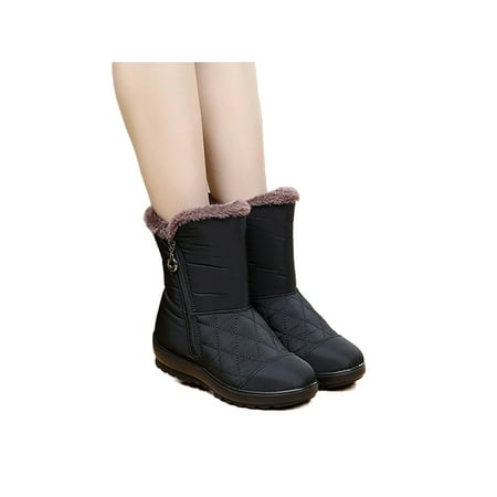 

Gomelly Womens Casual Snow Boots Plush Lining Cold Weather Breathable Side Zip Winter Warm Shoes Black 8.5