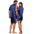 thumbnail image 6 of EKOUAER Couple Matching Pajamas Set Silk Satin Pjs Short Sleeve Sleepwear 2 Piece Button Down Lounge Set, 6 of 6