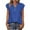 Blue, variant on Women V-Neck Sleeveless Solid Button Ruched Lace Sleeve Casual Tank Tops