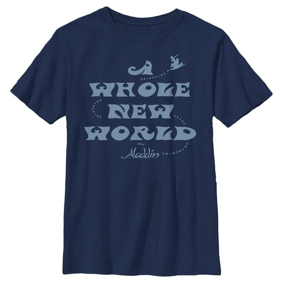 Boy's Aladdin A Whole New World Graphic Tee Navy Blue Small