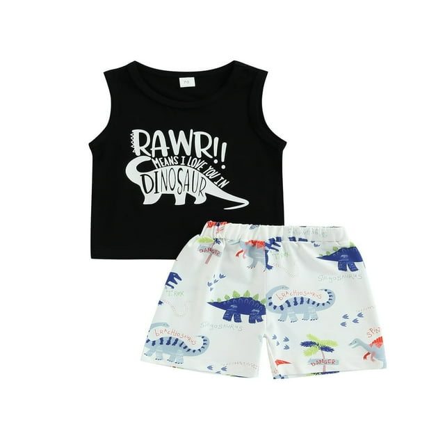 MesaSe Garçons Ensembles Lettre Cou Sans Manches Shorts Arbre
