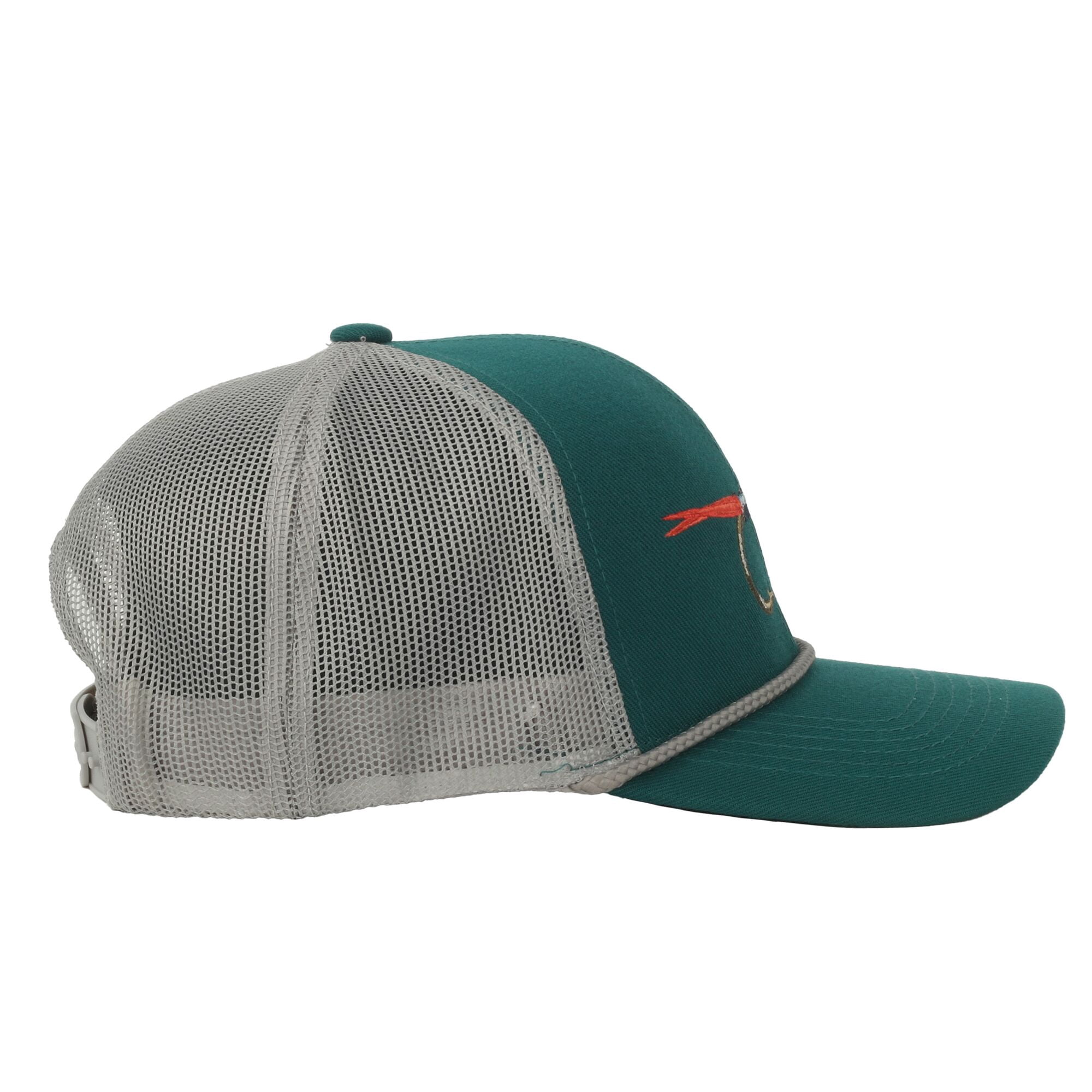 Green/Grey Lure 6-Panel Fishing Cap – Structured, Embroidered, Snapback, One Size