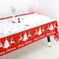 thumbnail image 4 of Christmas Disposable Tablecloth, Holiday Party Table Cover, Waterproof Oil Proof Reindeer Print Tablecloth for Christmas Celebration, 137x274cm Red PE Plastic Disposable Table Cover, 4 of 7