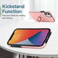 thumbnail image 2 of Feishell Fit for Apple iPhone 11 Case with 360° Rotatable Ring Holder,Shockproof Drop Resistant Premium Plain PU Leather Soft TPU Card Slots Kickstand Back Protective Phone Case,Pink, 2 of 8