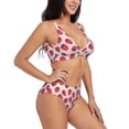 thumbnail image 2 of Wukai Strawberry Women's Bikini Set Two Piece,wimsuit High Waisted V Neck Twist Front Adjustable Spaghetti Straps Bathing Suit-Medium, 2 of 7
