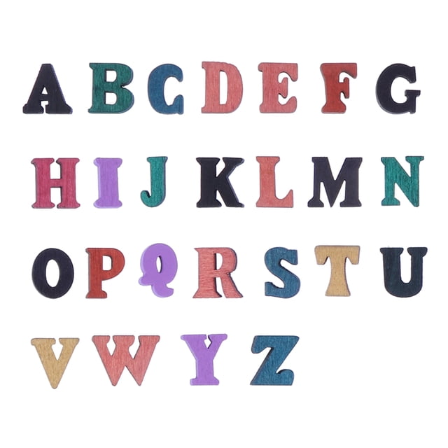 SASABAXI 100pcs Craft Embellishments Assorted Color Wooden Retro English Letters DIY Projects for Christmas