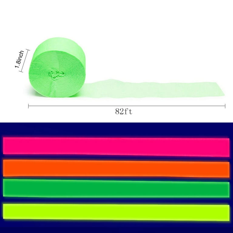 Glow in The Dark Number Balloons Light Balloons with Stick Party Decorations 1 Roll Glow Crepe Paper Fluorescent Neon Paper Streamers for Wedding