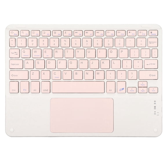 Teclado inalámbrico con panel táctil, teclas cuádruples de bajo ruido, teclado inalámbrico multifuncional rosa de 10 pulgadas para teléfonos y computadoras portátiles