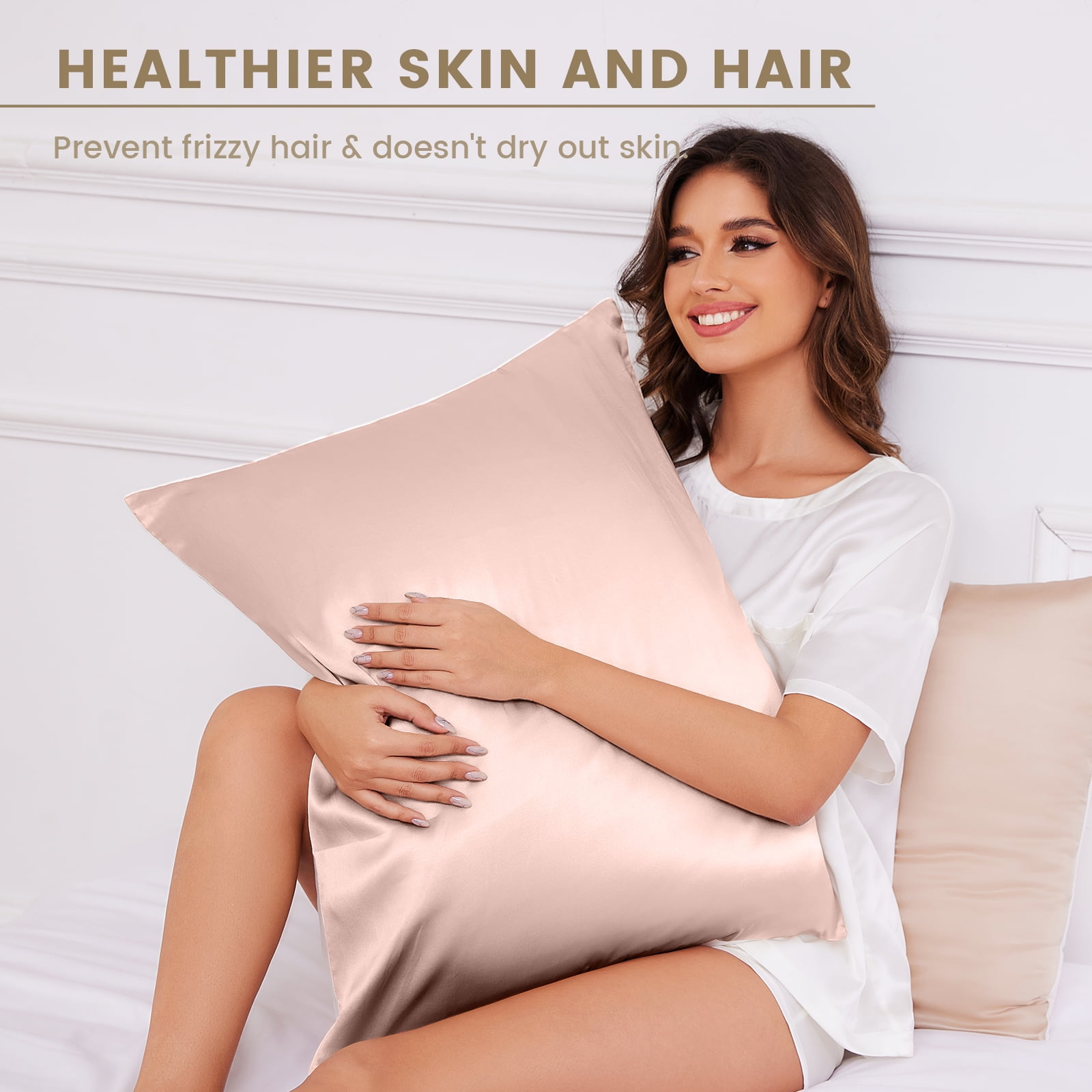 THXSILK Silk Pillowcase, 19 Momme Zippered Silk Pillowcase with Cotton Underside, 100% Pure Mulberry Silk Pillowcase, 1Pcs, Queen Size(20"x30"), Dark Pink