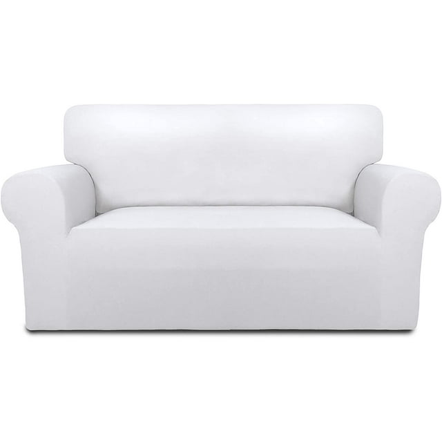 Funda de sofá superelástica para silla, funda de sofá suave antideslizante de licra, protector de muebles lavable con espuma antideslizante y parte inferior elástica para niños, mascotas, color blanco Jormftte LRWJ062-16