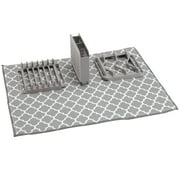 Dish Drying Mat with 3 Section Rack