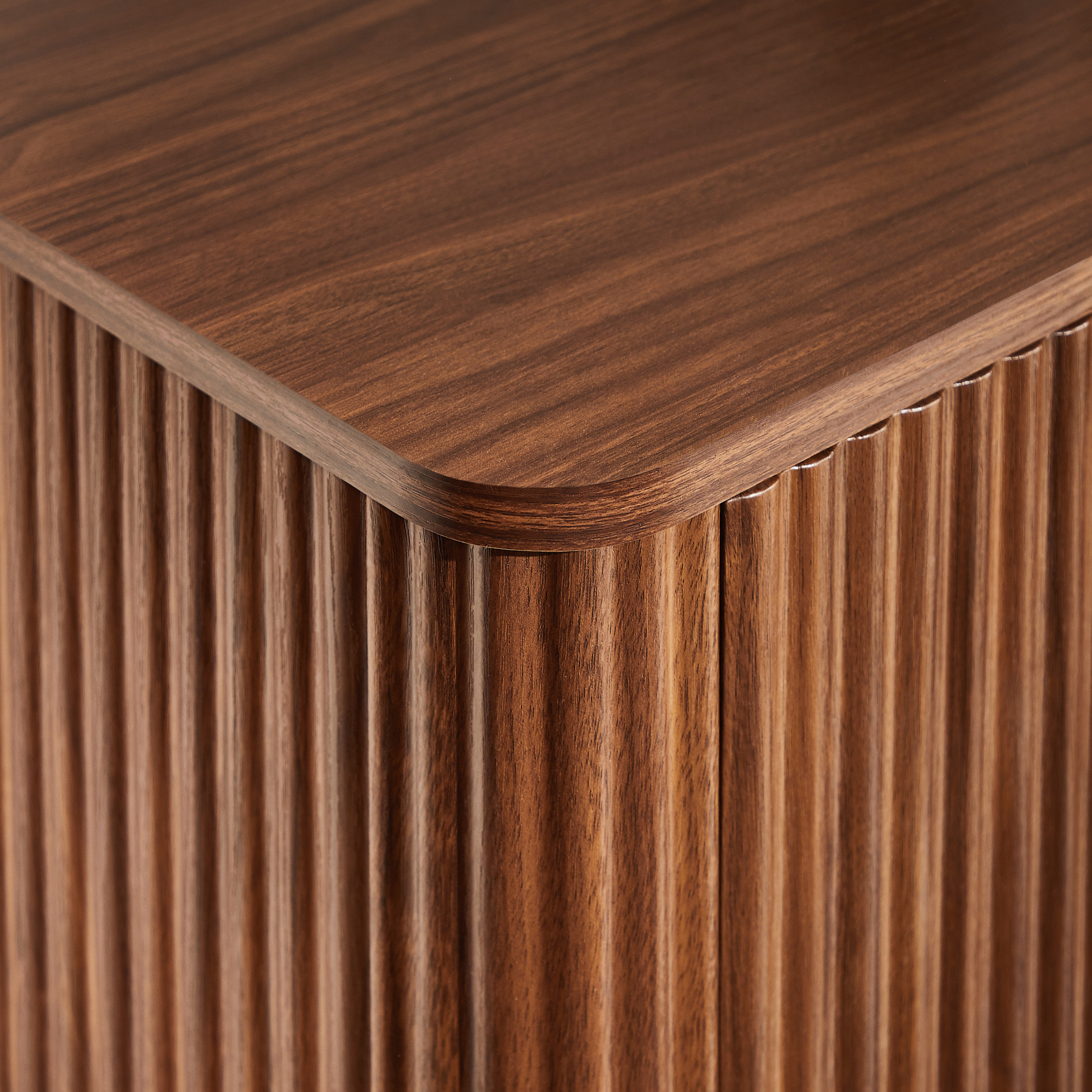 Noble House 31.5" Buffet Cabinet with Curved Wave Design, Adjustable Shelf, Modern Sideboard, Walnut