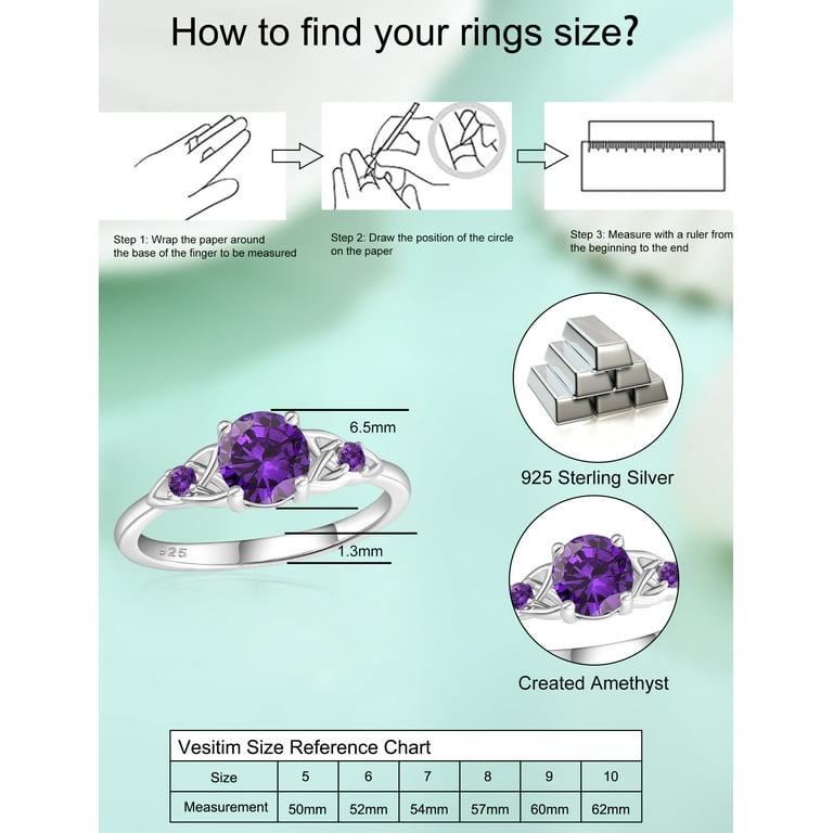 VESITIM Celtic Knot Rings for Women 925 Sterling Silver Promise