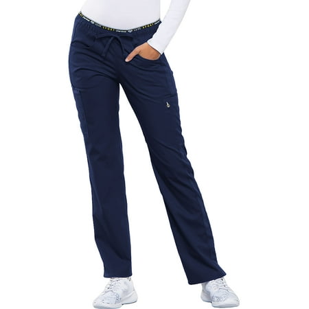 

Cherokee Luxe Sport Women Medical Scrubs Pant Mid Rise Straight Leg Pull-on Plus Size CK003 3XL Navy