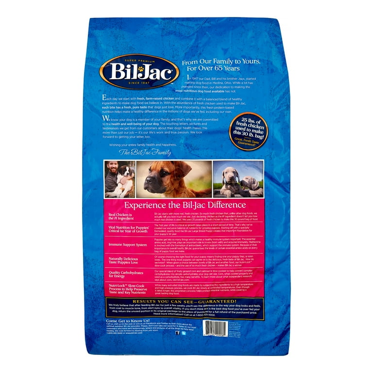 Bil Jac Large Breed Puppy Chicken Dry Dog Food 30 Lb Walmart