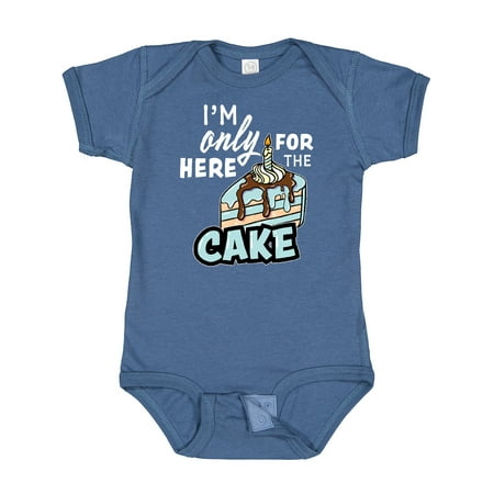 

Inktastic Im Only Here for the Cake with Cake Slice Illustration Gift Baby Boy Bodysuit