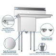 thumbnail image 7 of Koolmore 15x15x12 Right NSF Stainless Steel Kitchen Prep/Utility Sink in Silver, 7 of 7