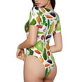 thumbnail image 4 of Uemuo Vegetables2 Pattern Women's One Piece Short Sleeve Swimsuit Rash Guard Surfing Modest Quick-drying Swimsuit Beach Essentials-Small, 4 of 9