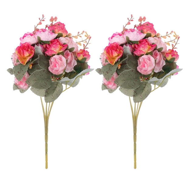 2 unids Simuled Rose Ramo Decoración Hogar DIY Flower Ornament Boda Flor Prop