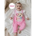 thumbnail image 5 of BemeyourBBs Baby Girl Bear Patch Romper Ruffle Long Sleeve Jumpsuit with Headband, 5 of 9