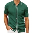 thumbnail image 1 of Chemises pour Hommes Mode Décontractée Tricotée Couleur Unie Manches Courtes Col Rabattu Blouse Chemise, 1 of 6