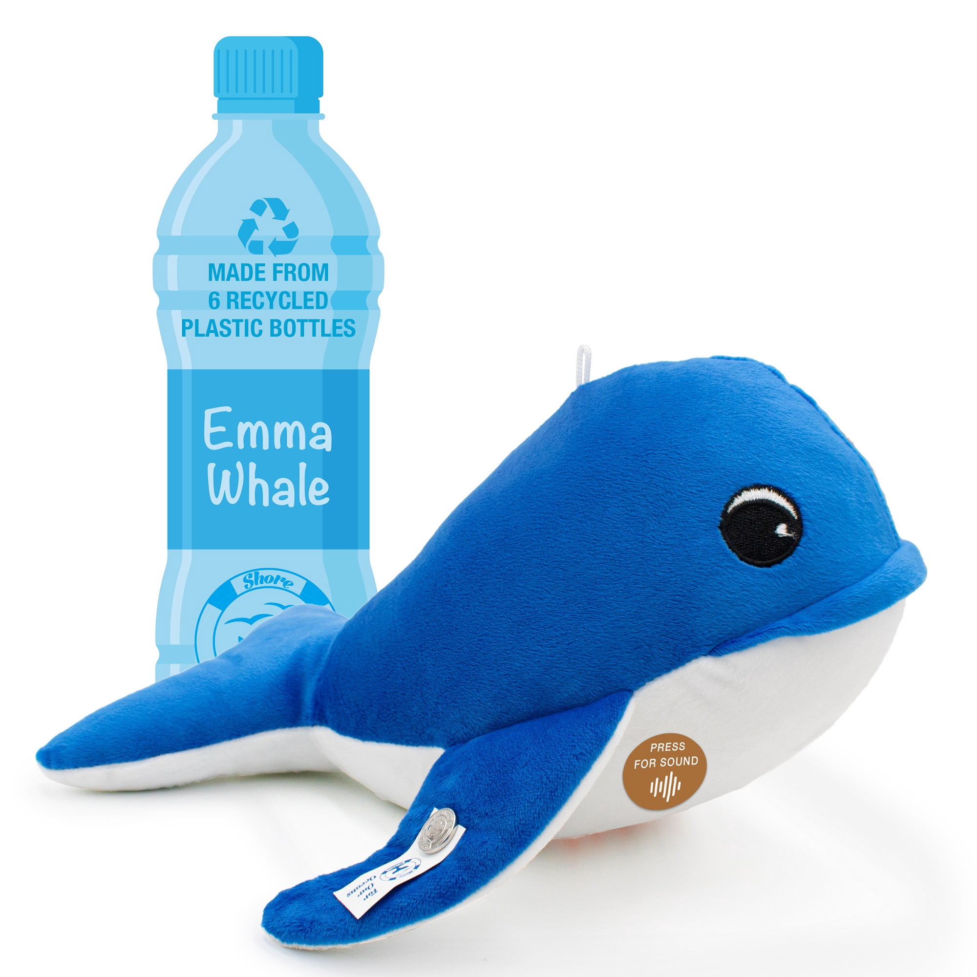 Emma The Whale 12" Stuffed Plush Toy w/ Authentic Animal Sounds, for Kids Babies & Toddlers