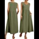 thumbnail image 2 of Vestido de Verano para Mujer 2025, Sin Mangas, Cuello en V, Informal, Escalonado, con Bolsillos Verde 5XL, 2 of 7