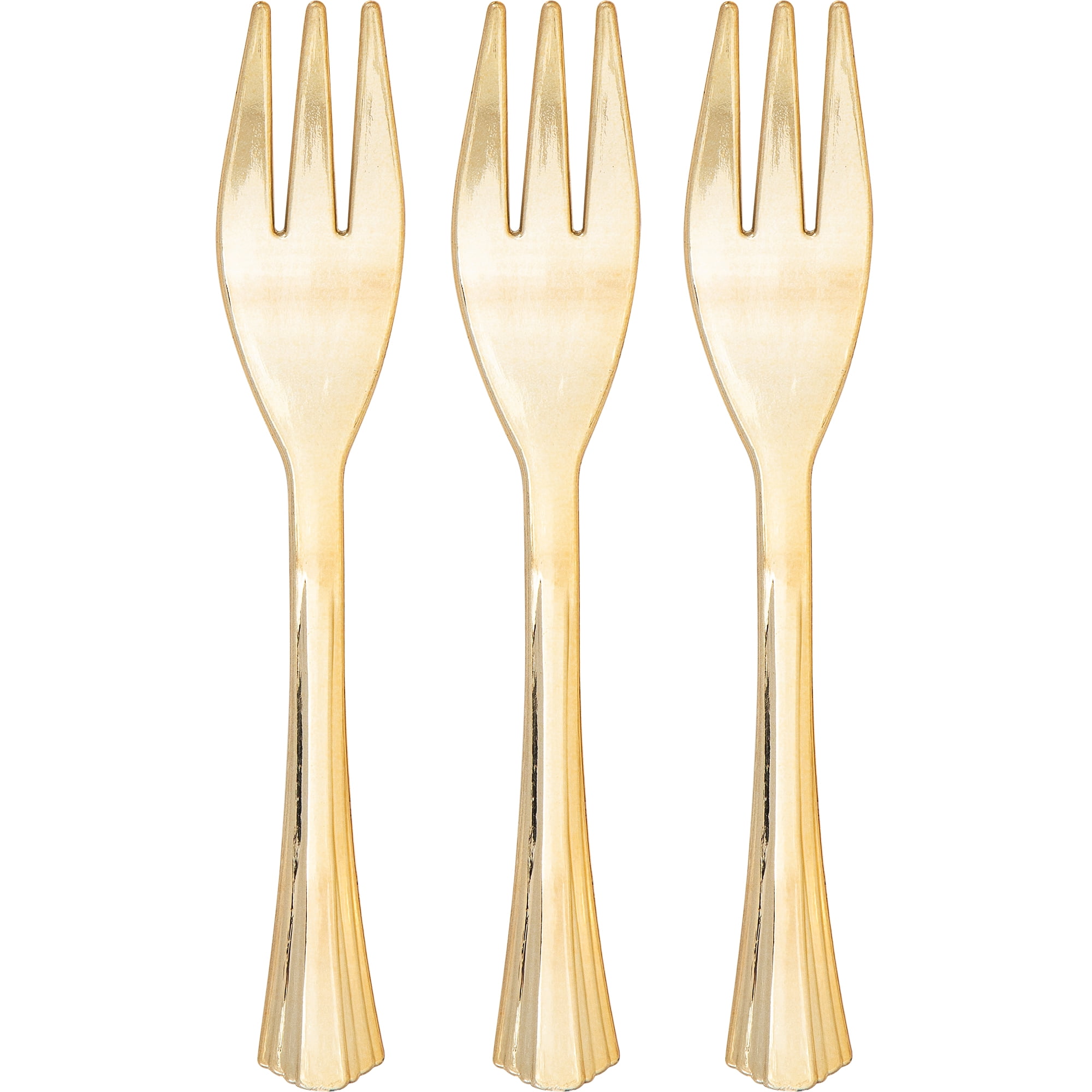 Way to Celebrate! Disposable Plastic Mini Forks, Party, Gold, 24 Ct.